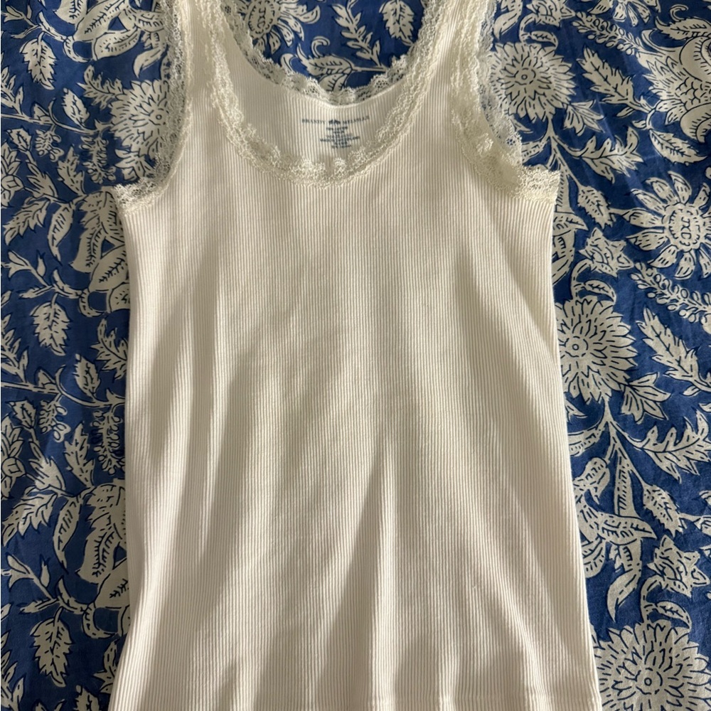 White Lace Trim Tank Top